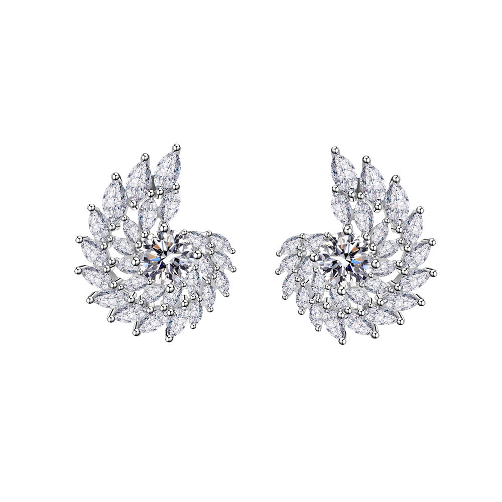 Swirl Twist Zirconia Earrings - 21.6mm Sterling Silver Dangle Earrings with Sparkling CZ