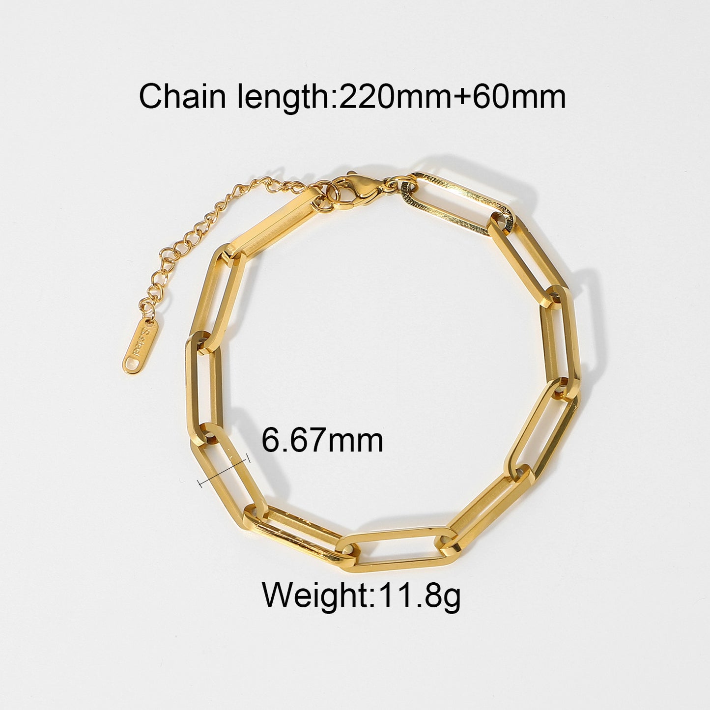 Miami Cuban Chain Bracelet - Flat Snake Link 18K Gold Plated, Adjustable Layering Bracelet for Women & Men