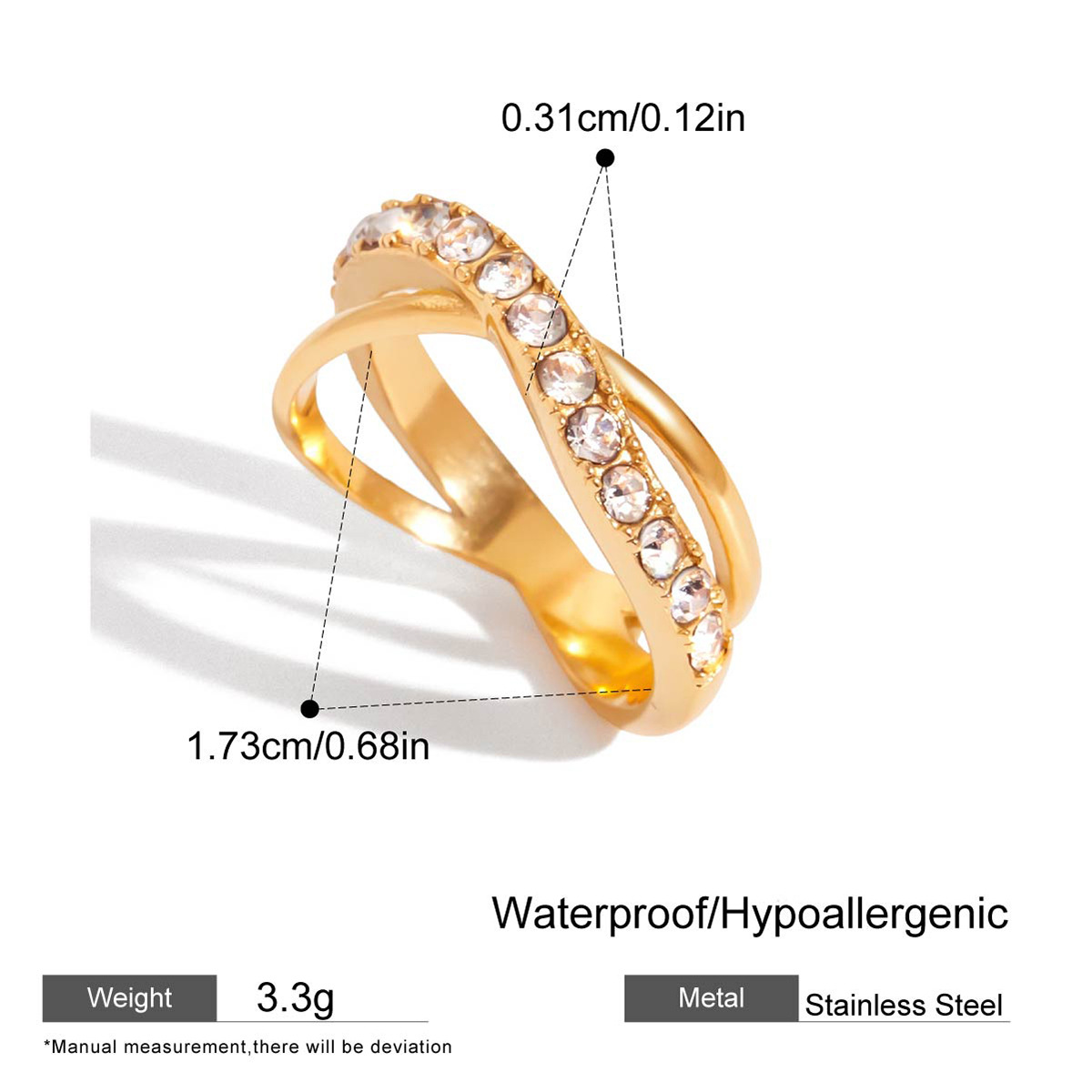 Titanium Steel White Stone Ring – Fade-Resistant Luxury Women’s Jewelry