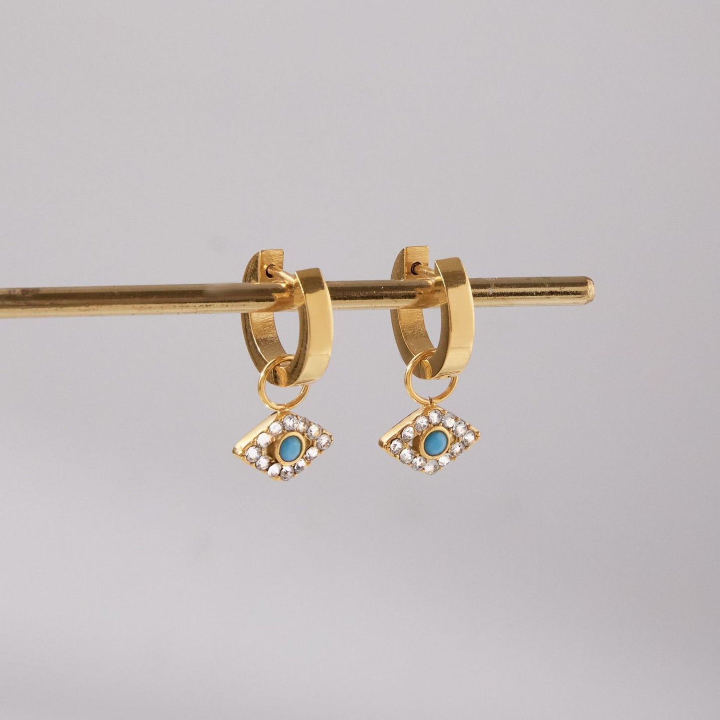 Evil Eye Earrings - Blue Turquoise Titanium Earrings, Anti-Allergy Amulet