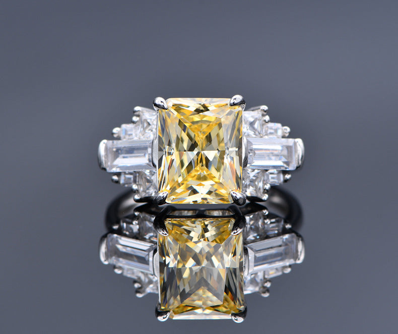 Icy Snowflake Square CZ Ring - 8x10mm Statement Sterling Silver Ring