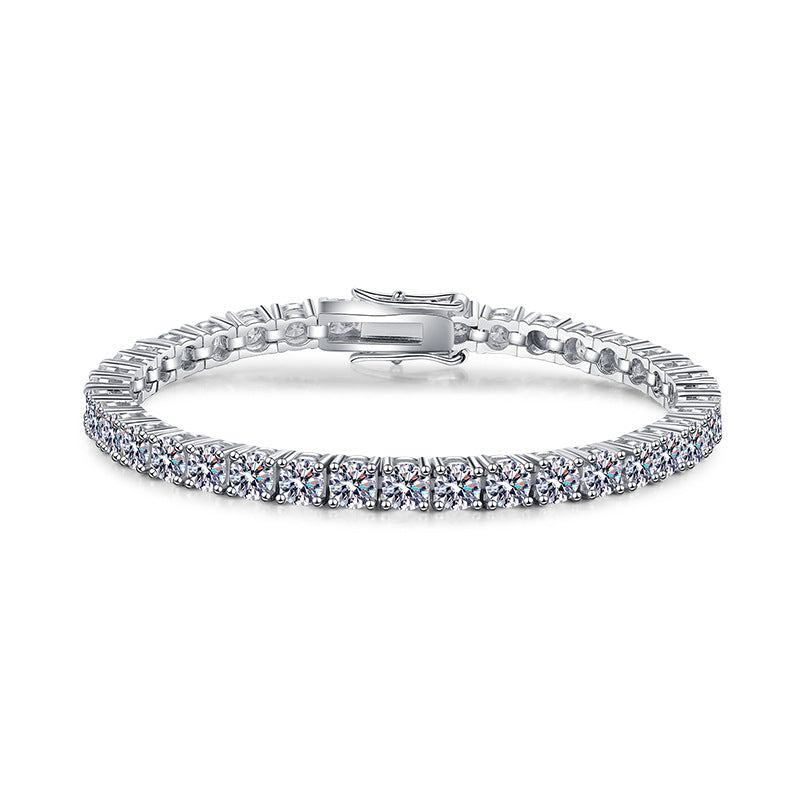 Platinum Plated Moissanite Tennis Bracelet - Full Eternity High-Carat Sterling Silver Bracelet