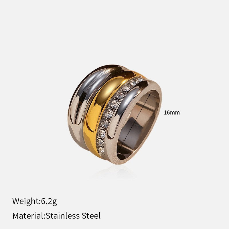 Geometric Punk Ring for Men & Women - 18K Gold Plated Stainless Steel Edgy Band
