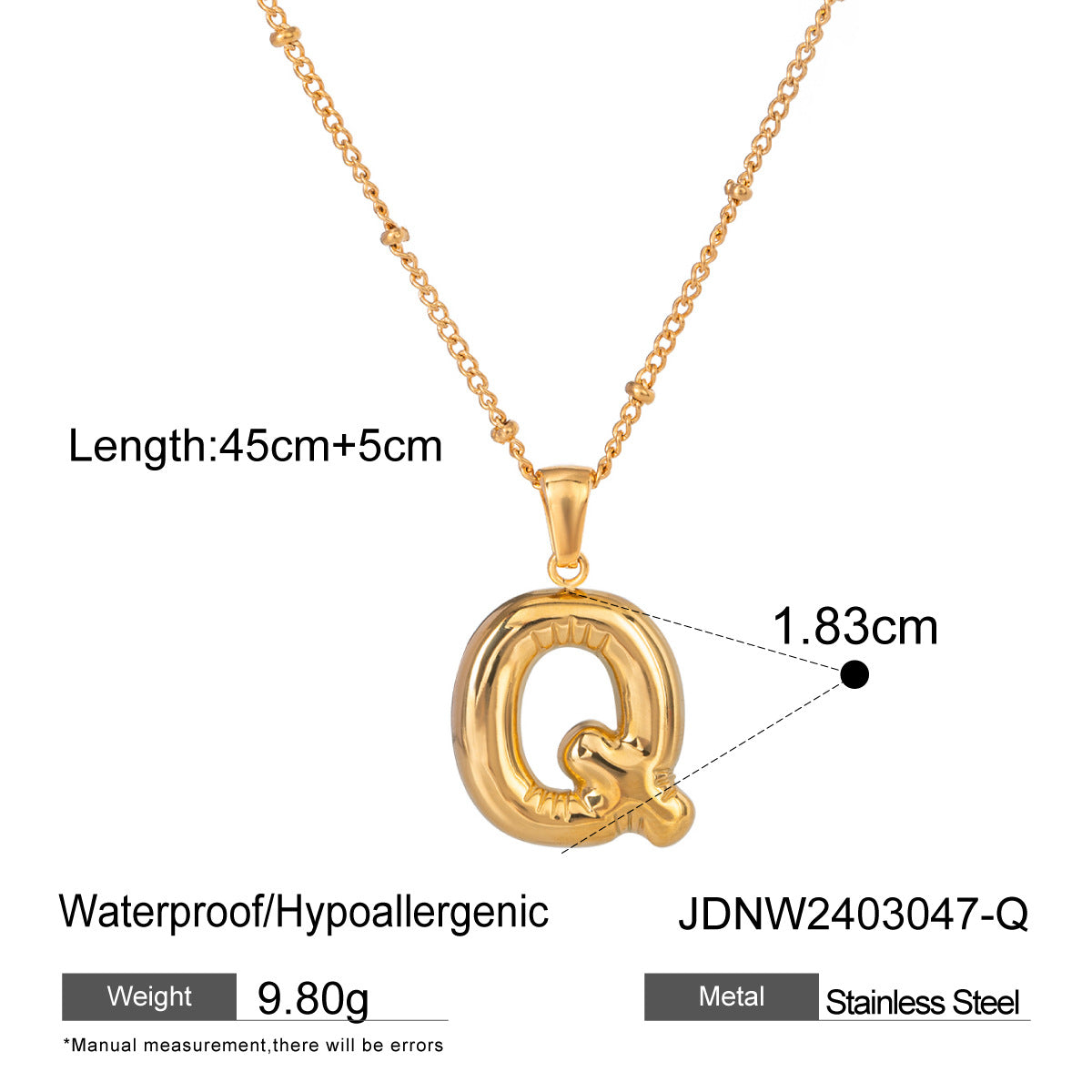 Personalized Initial Necklace - Dainty Letter Pendant in Titanium Steel, Tarnish-Free Layering Necklace for Women