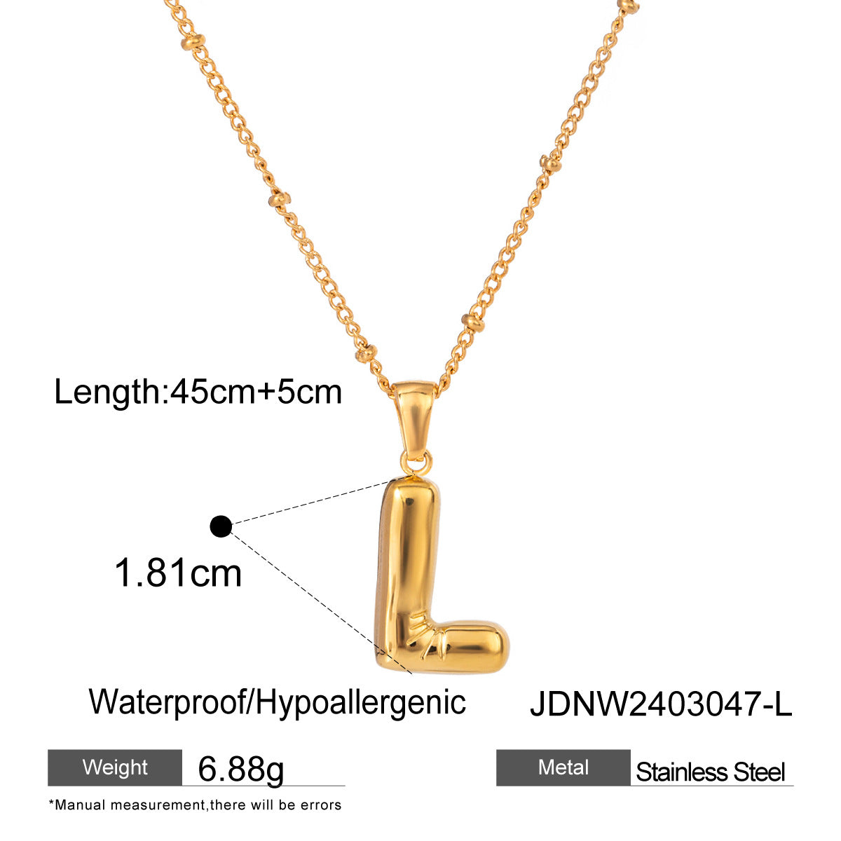Personalized Initial Necklace - Dainty Letter Pendant in Titanium Steel, Tarnish-Free Layering Necklace for Women