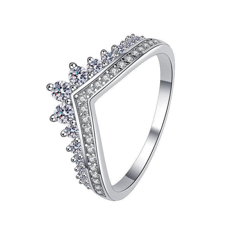 Crown Stacking Ring - Sterling Silver Princess Ring for Women | Adjustable