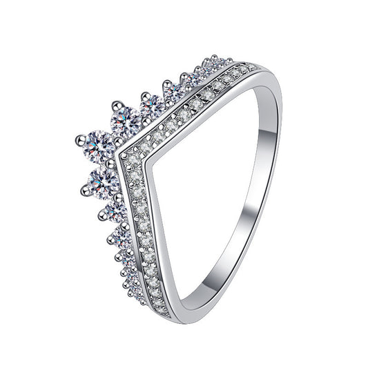 Crown Stacking Ring - Sterling Silver Princess Ring for Women | Adjustable