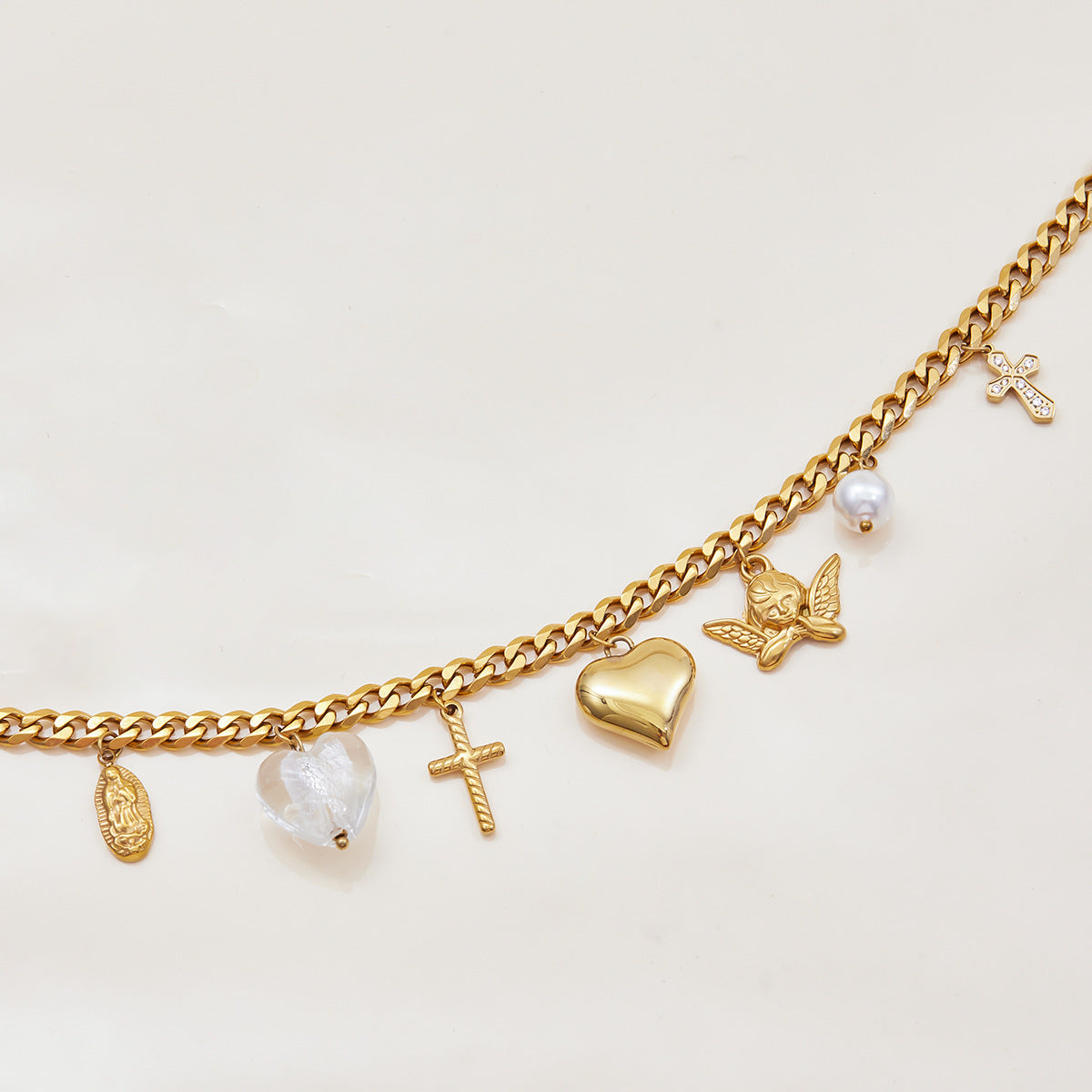Open Heart Collar Necklace - Tarnish-Free Stainless Steel Layering Pendant for Everyday Wear