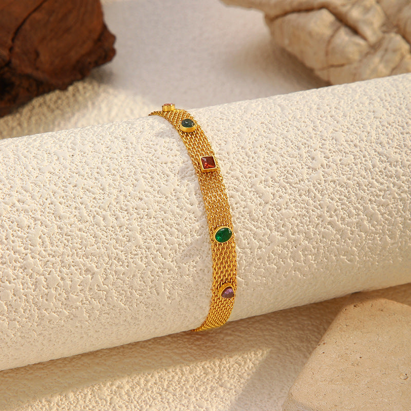 Braided Cable Mesh Bracelet for Men & Women - Luxury Retro Cuff in Gold/Silver Titanium Steel