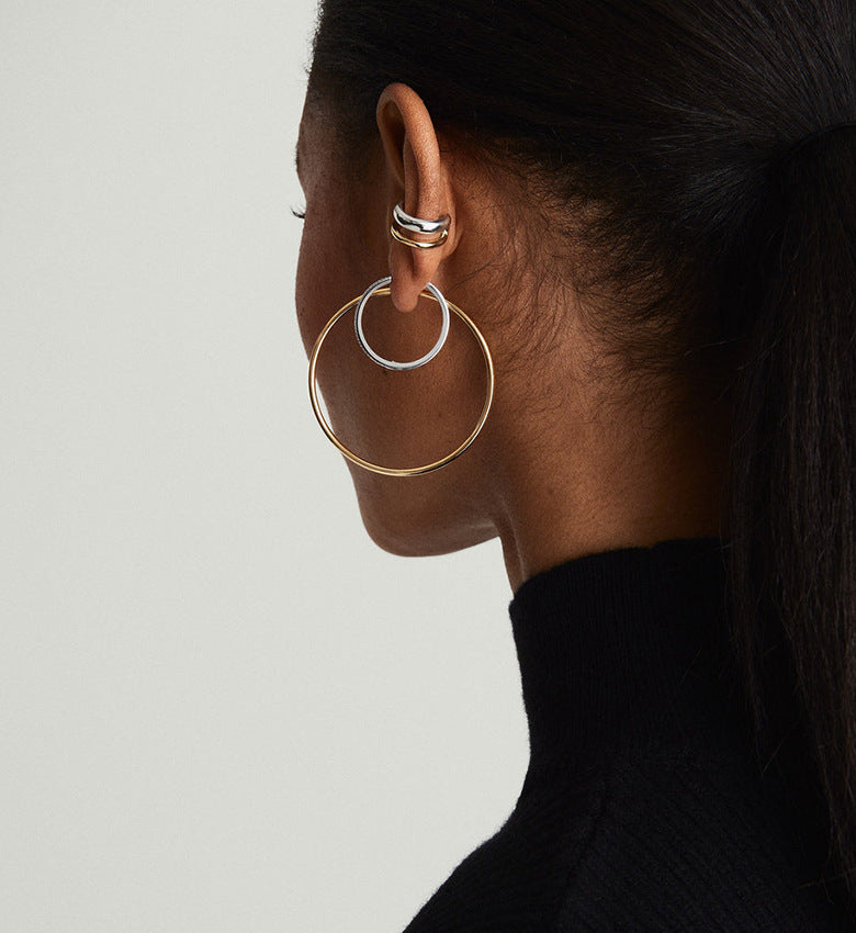 Double Layer No-Piercing Ear Cuff - S925 Sterling Silver Two-Tone Ear Climber