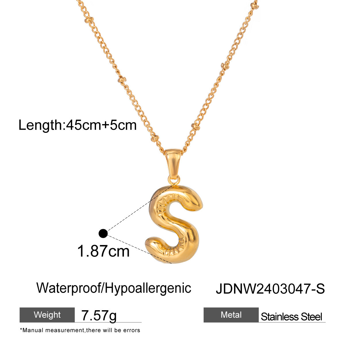 Personalized Initial Necklace - Dainty Letter Pendant in Titanium Steel, Tarnish-Free Layering Necklace for Women