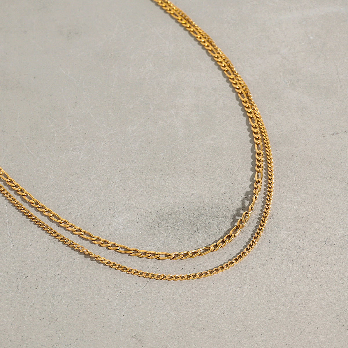 Fade-Resistant Layered Necklace Set - Titanium Steel Collar Bone Chain for Everyday Wear