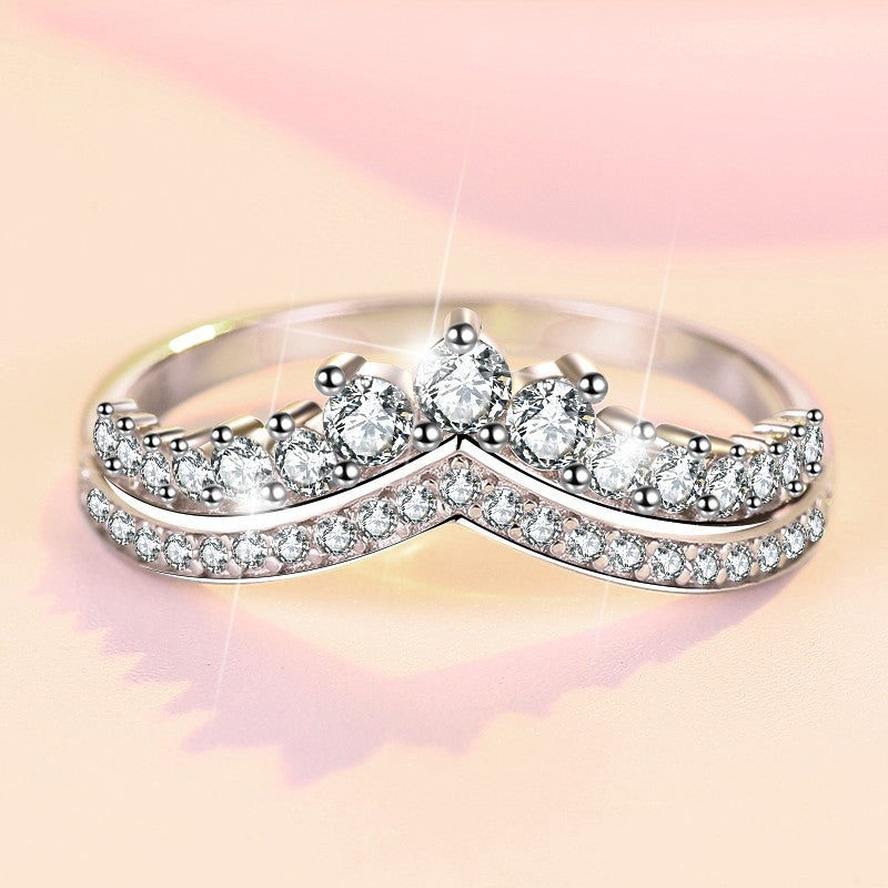 Crown Stacking Ring - Sterling Silver Princess Ring for Women | Adjustable