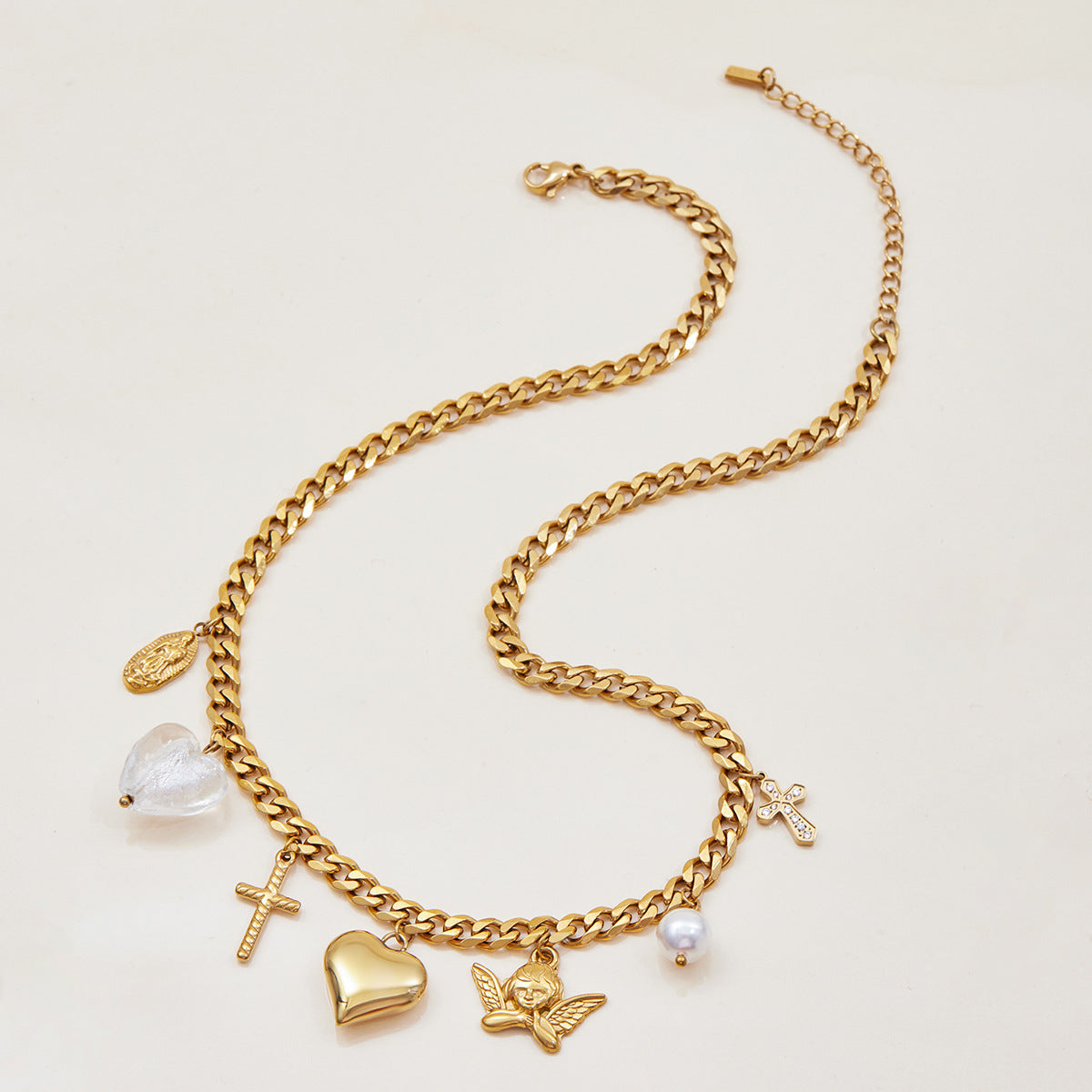 Open Heart Collar Necklace - Tarnish-Free Stainless Steel Layering Pendant for Everyday Wear