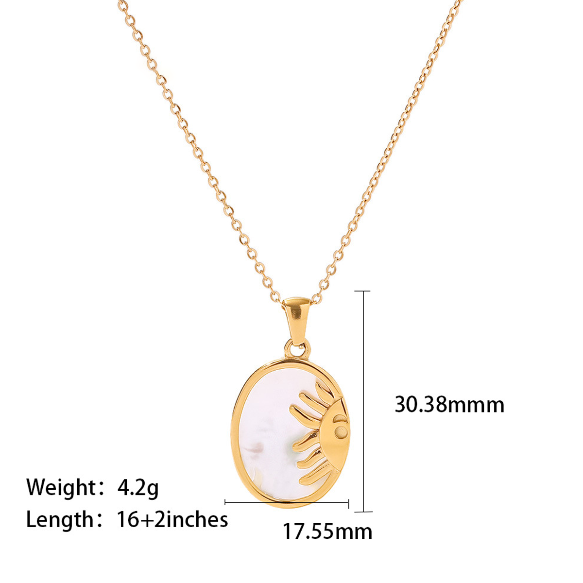 Retro Heart-Shaped Mother-of-Pearl Necklace - Adjustable Fade-Resistant Stainless Steel Pendant