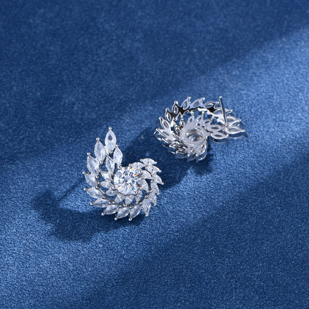 Swirl Twist Zirconia Earrings - 21.6mm Sterling Silver Dangle Earrings with Sparkling CZ