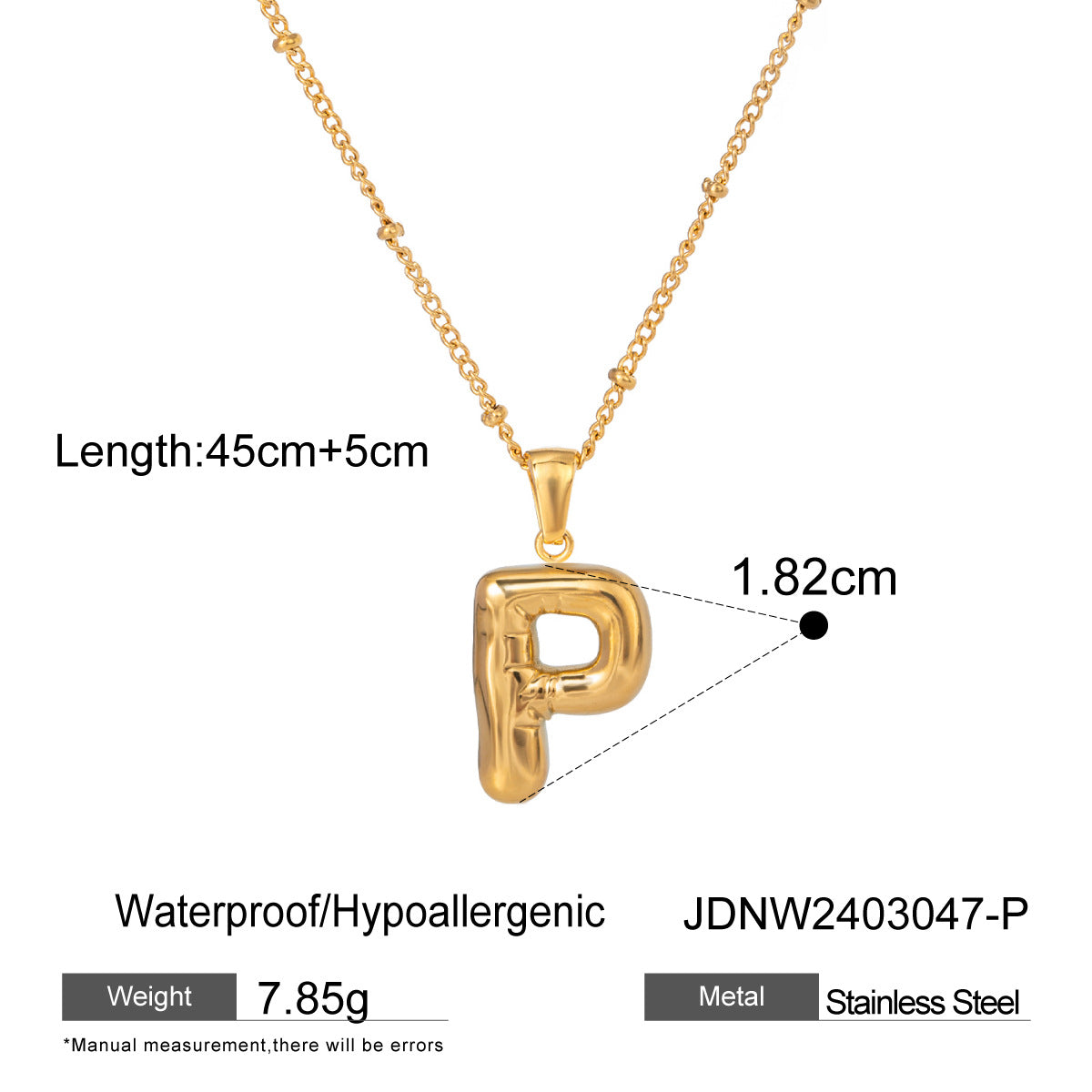 Personalized Initial Necklace - Dainty Letter Pendant in Titanium Steel, Tarnish-Free Layering Necklace for Women