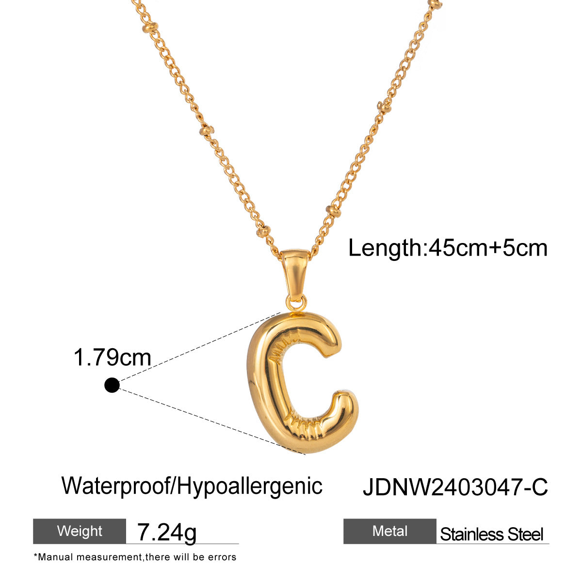 Personalized Initial Necklace - Dainty Letter Pendant in Titanium Steel, Tarnish-Free Layering Necklace for Women