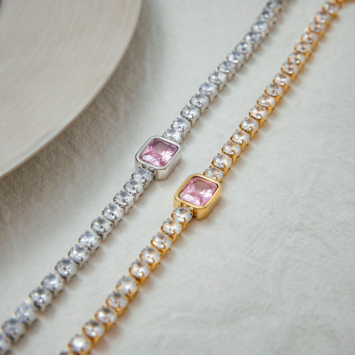 Dainty Heart Bracelet with Cubic Zirconia - Tarnish-Free Titanium Steel Chain, Minimalist Stacking Jewelry Gift for Her