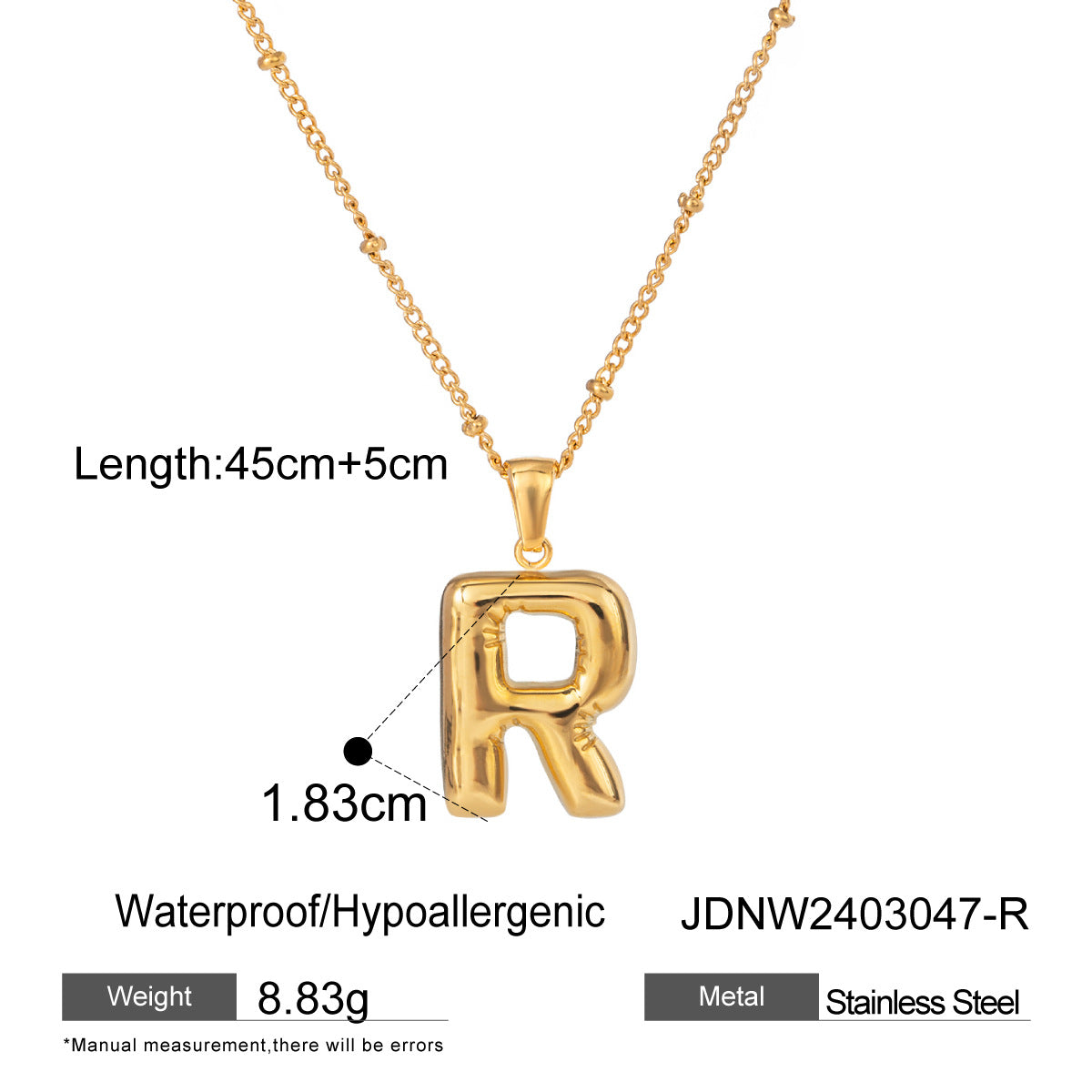 Personalized Initial Necklace - Dainty Letter Pendant in Titanium Steel, Tarnish-Free Layering Necklace for Women
