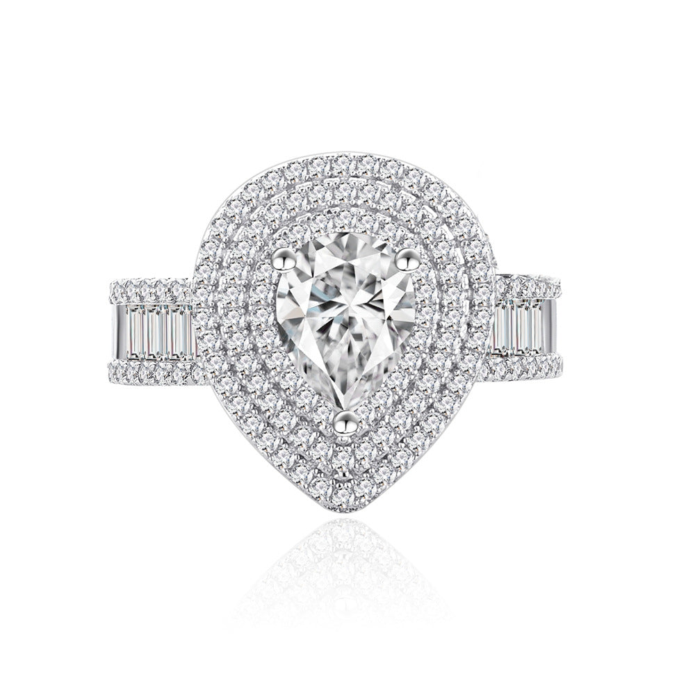 Teardrop Micro Pave Couple Rings Set – 925 Sterling Silver Women’s & Men’s Matching Rings