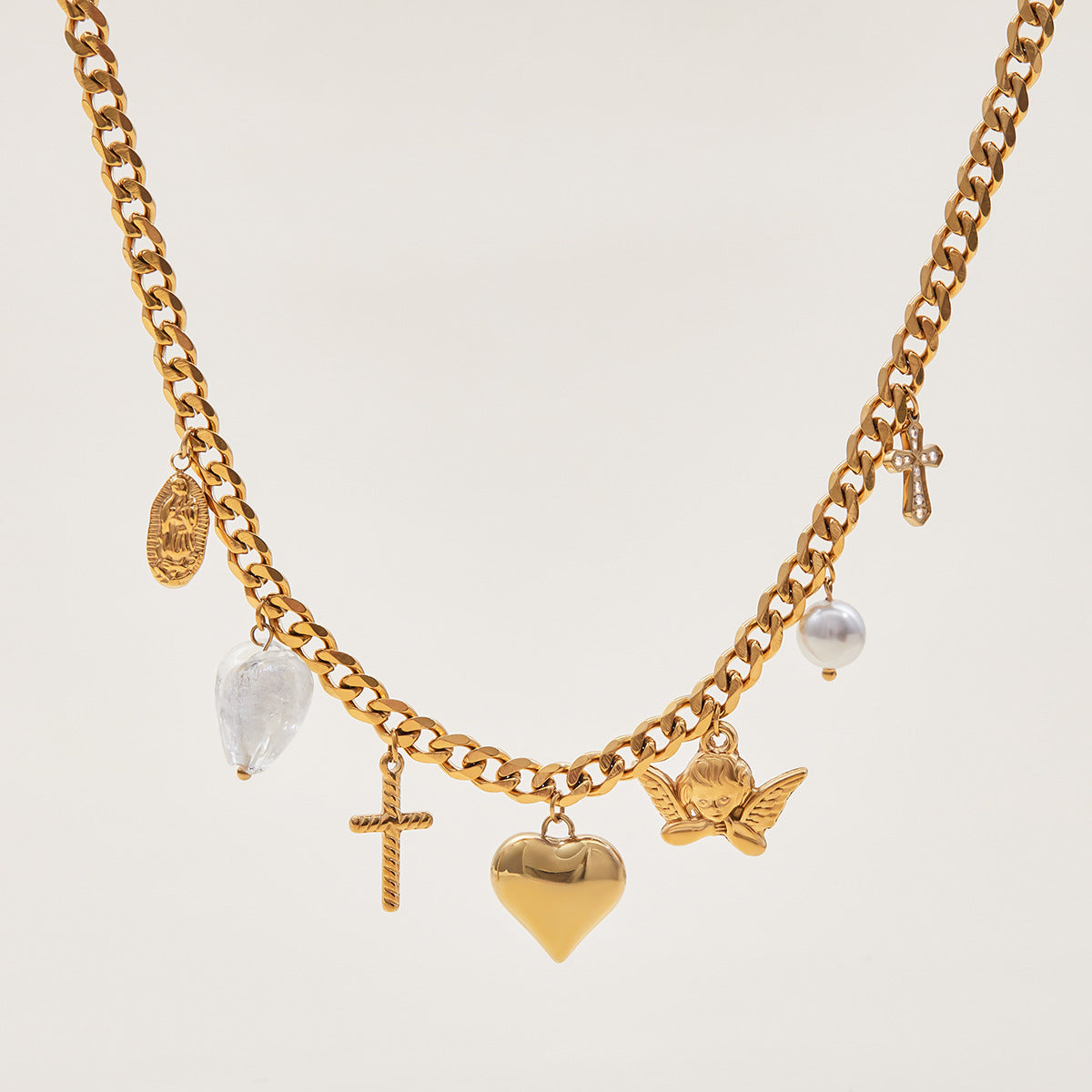 Open Heart Collar Necklace - Tarnish-Free Stainless Steel Layering Pendant for Everyday Wear