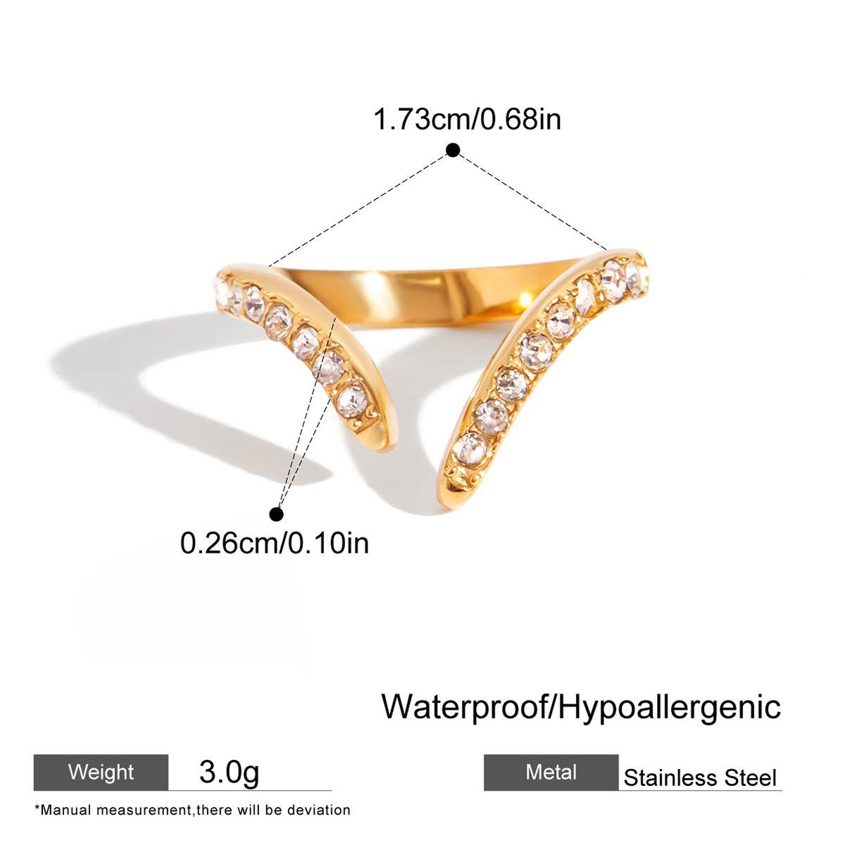 Titanium Steel White Stone Ring – Fade-Resistant Luxury Women’s Jewelry