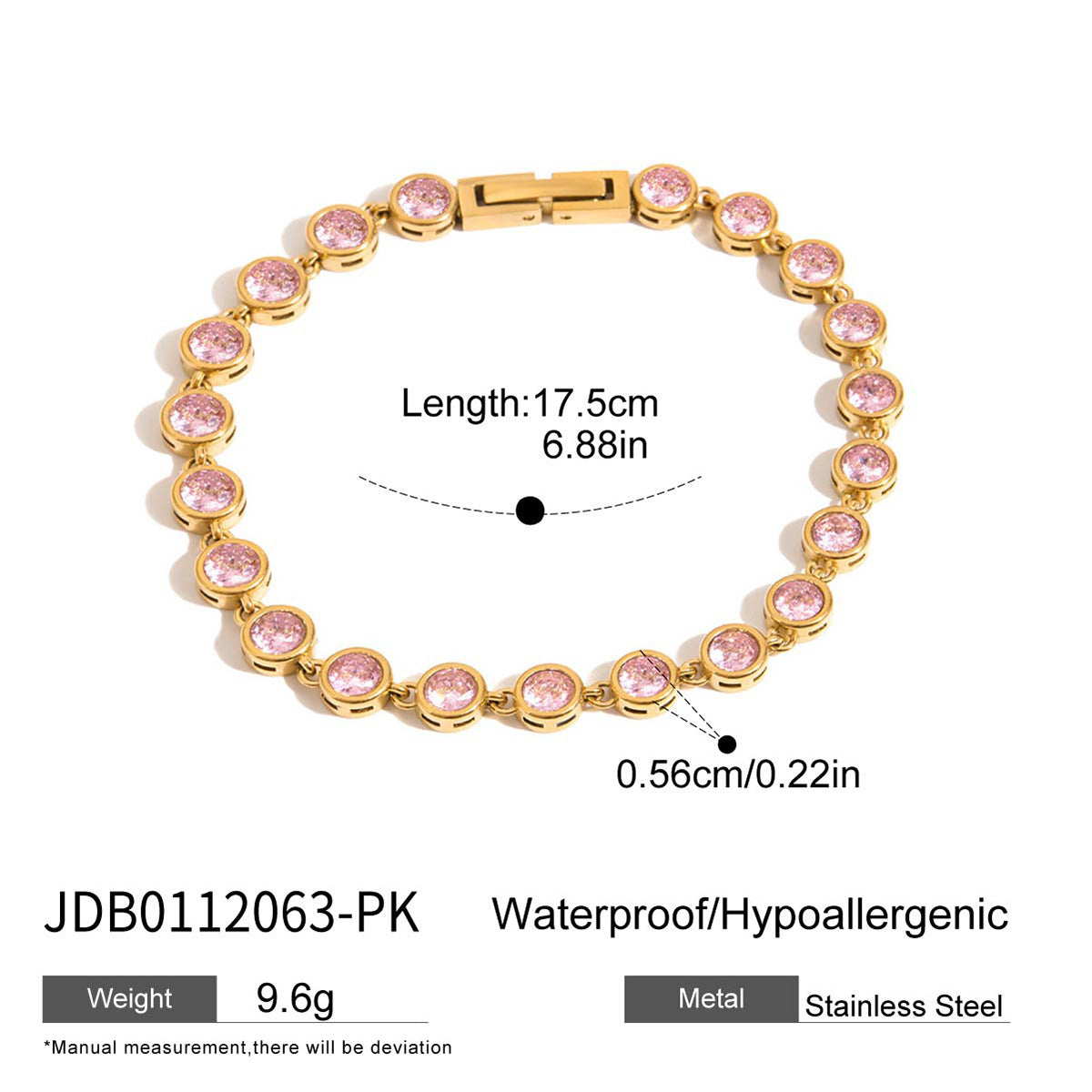 Stackable Heart Bracelet with CZ - Dainty Titanium Steel Chain, Tarnish-Free Minimalist Jewelry for Women