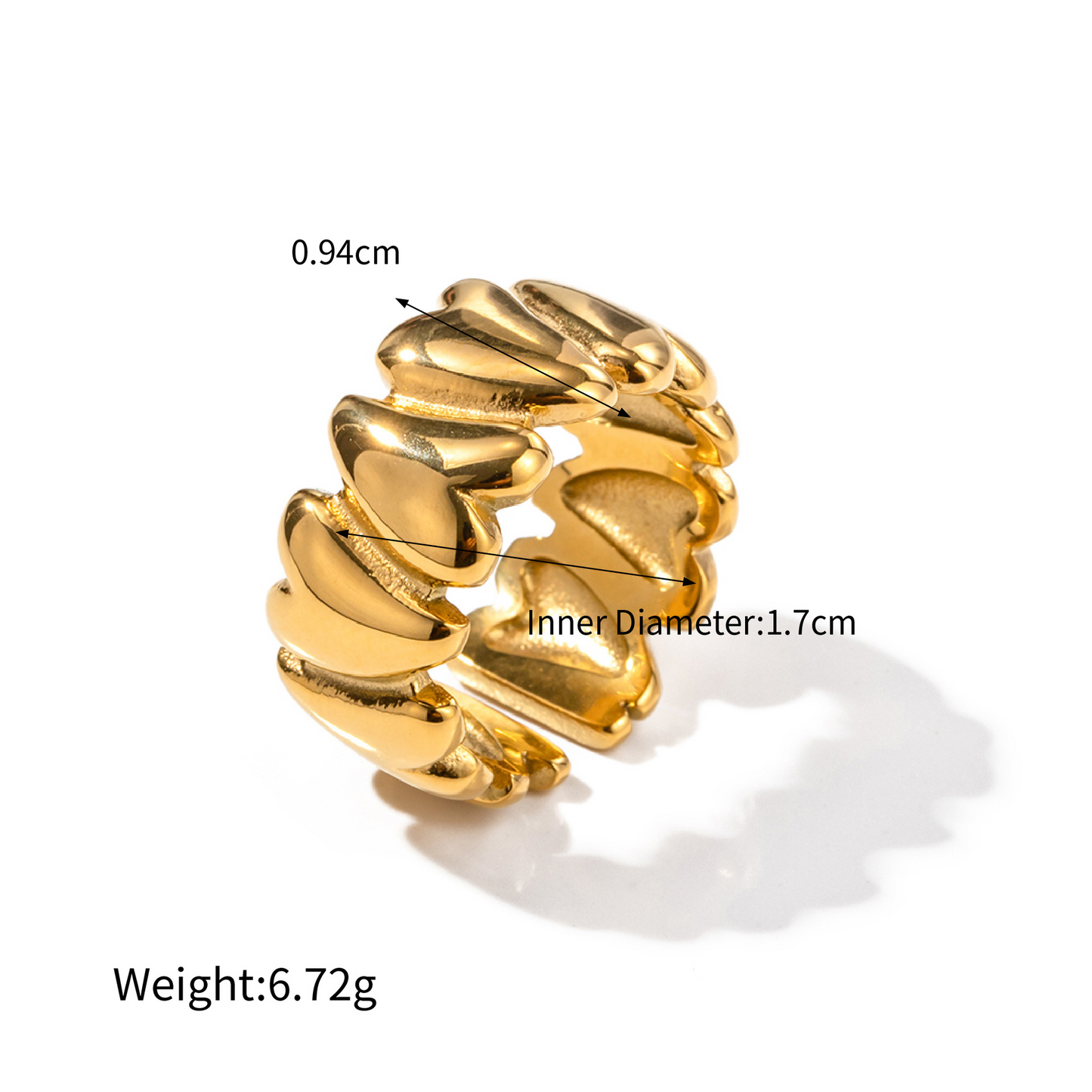 Geometric Statement Ring in 18k Gold Plated Stainless Steel - Bold Luxurious Cocktail Ring