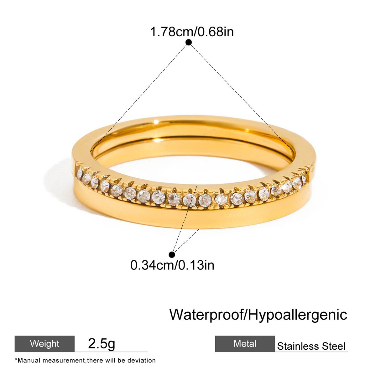 Titanium Steel White Stone Ring – Fade-Resistant Luxury Women’s Jewelry