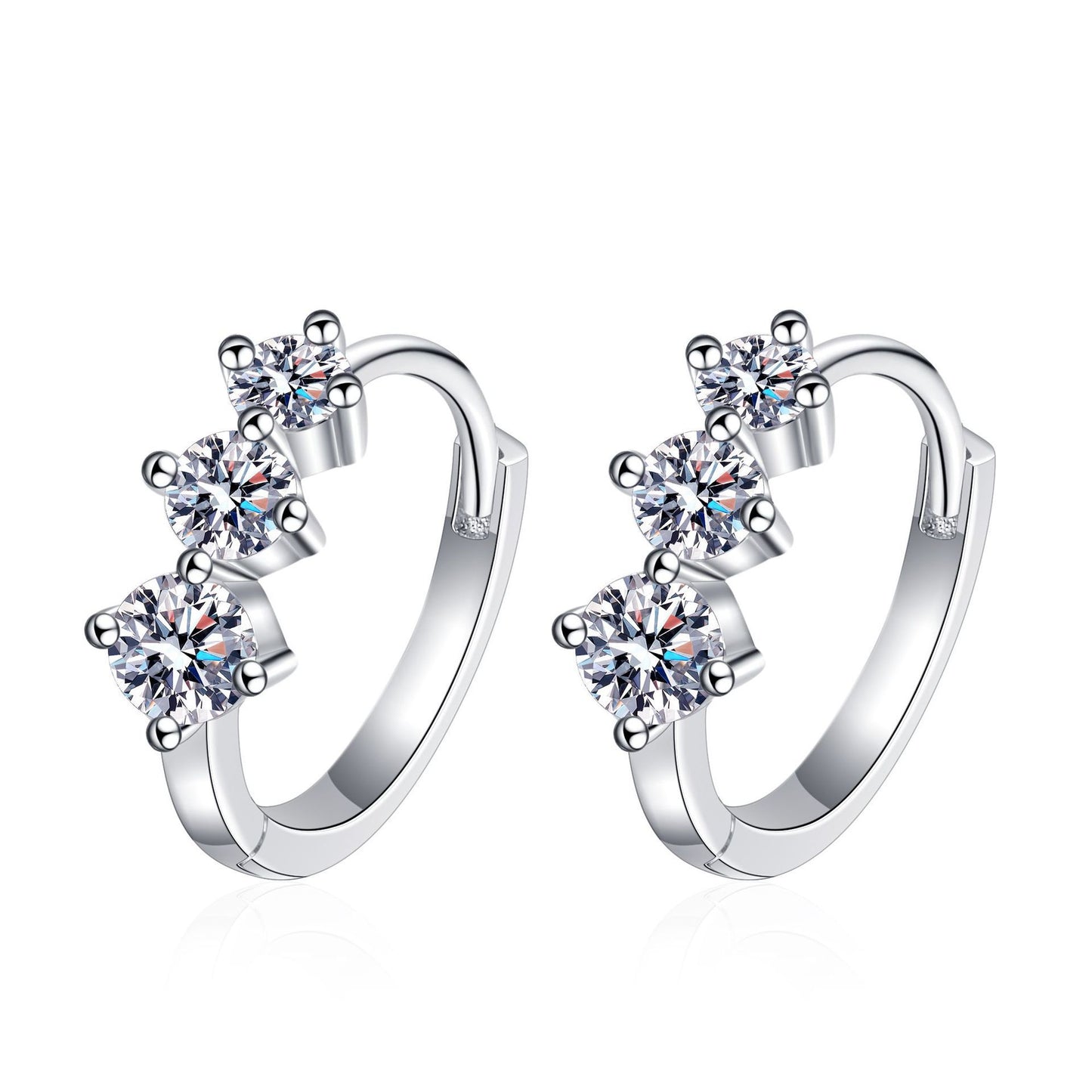 Moissanite Circle Hoop Earrings - Premium Sterling Silver Eternal Loop Earrings