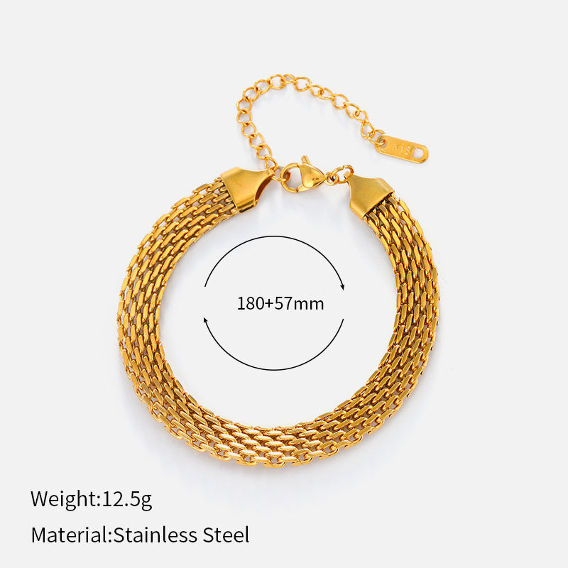 Braided Cable Mesh Bracelet for Men & Women - Luxury Retro Cuff in Gold/Silver Titanium Steel