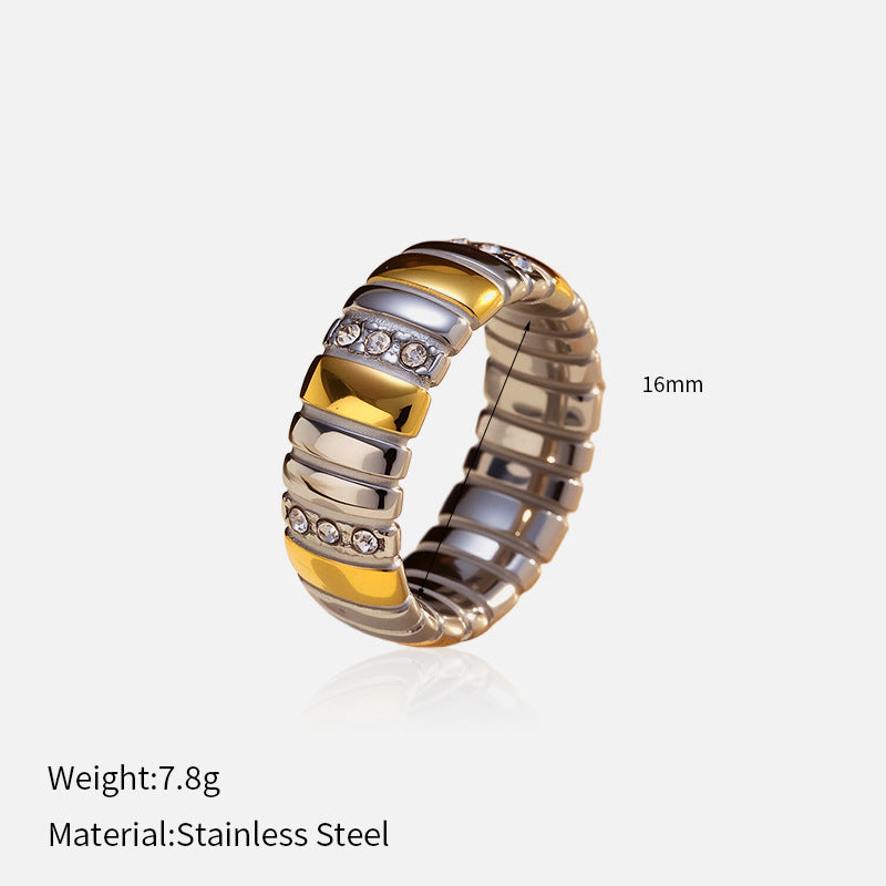 Geometric Punk Ring for Men & Women - 18K Gold Plated Stainless Steel Edgy Band