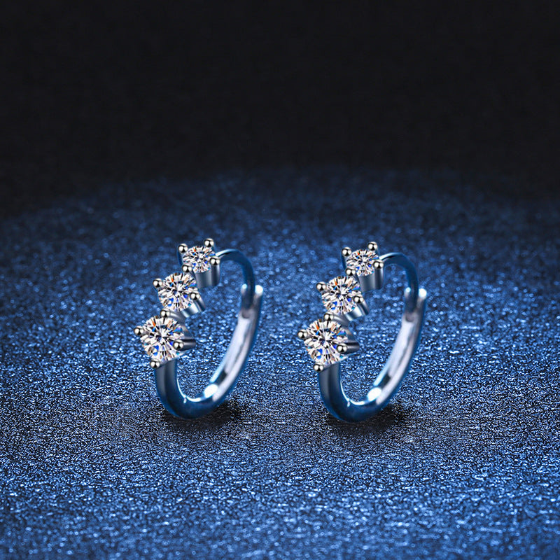 Moissanite Circle Hoop Earrings - Premium Sterling Silver Eternal Loop Earrings