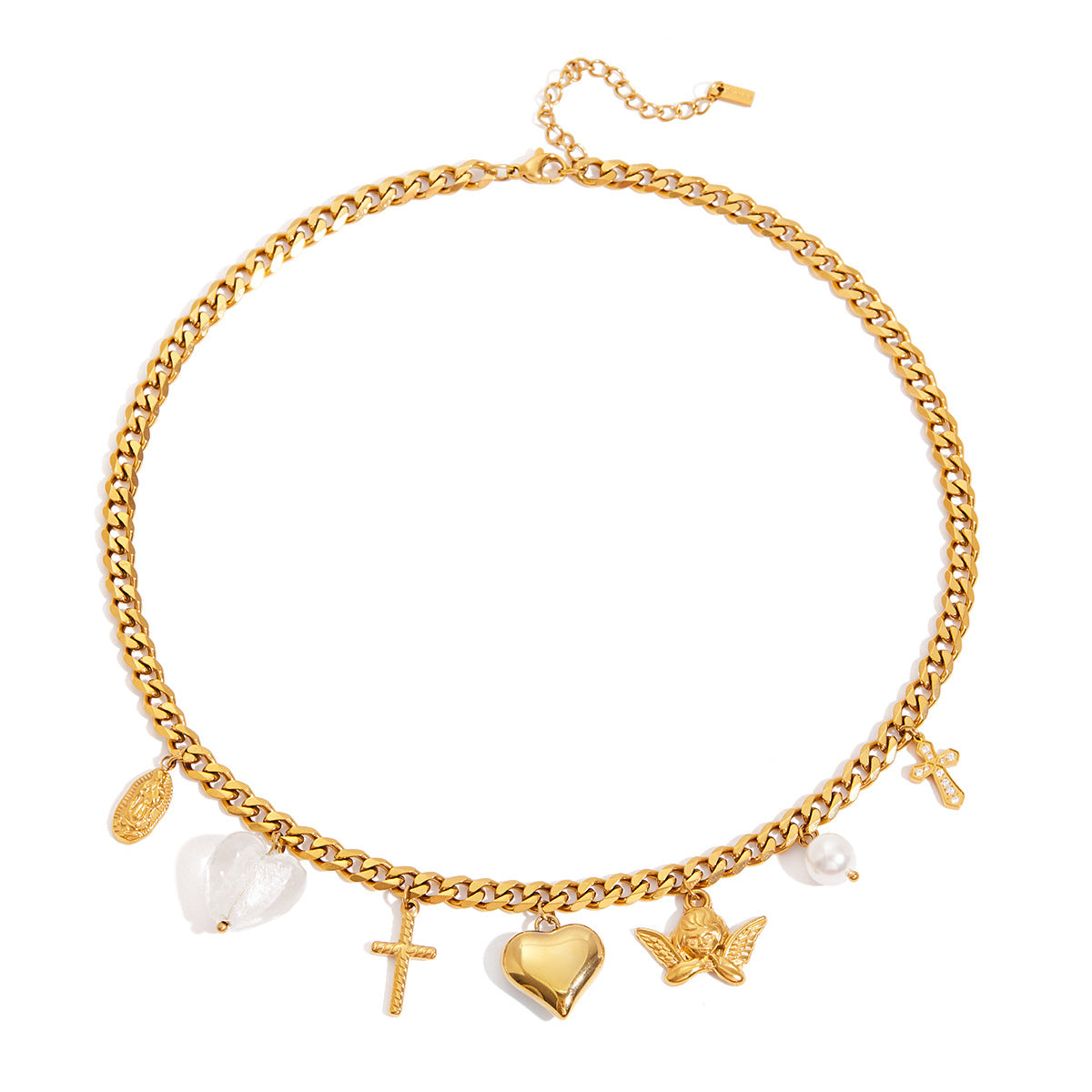 Open Heart Collar Necklace - Tarnish-Free Stainless Steel Layering Pendant for Everyday Wear