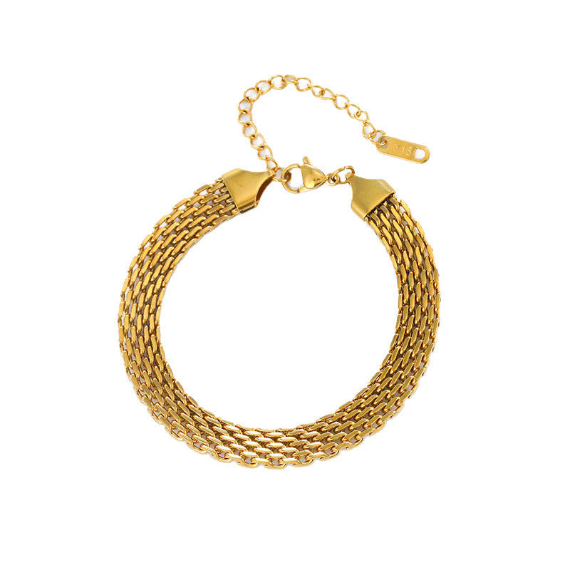 Braided Cable Mesh Bracelet for Men & Women - Luxury Retro Cuff in Gold/Silver Titanium Steel