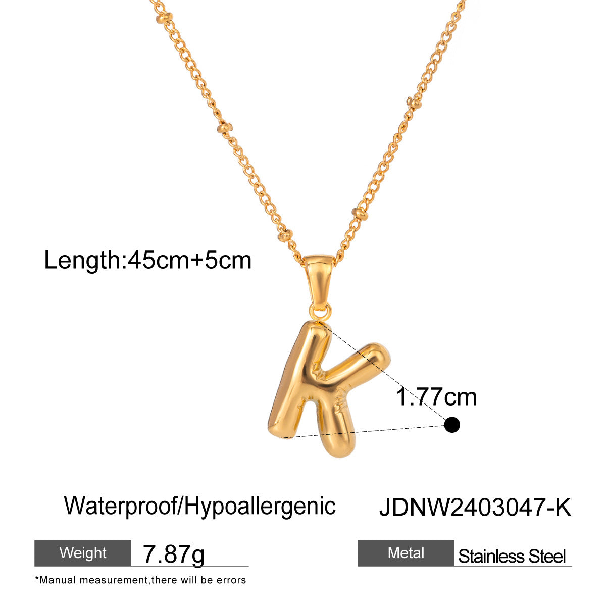 Personalized Initial Necklace - Dainty Letter Pendant in Titanium Steel, Tarnish-Free Layering Necklace for Women