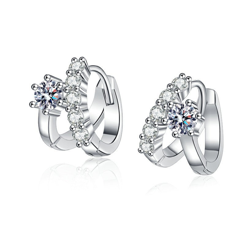 French Style Asymmetric Moissanite Earrings - 0.6CT Total D Color Sterling Silver Ear Jackets