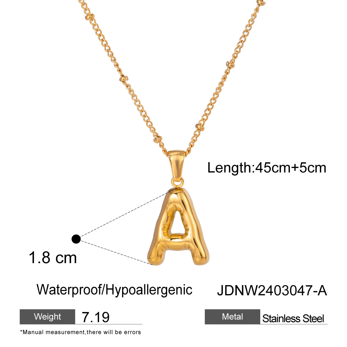 Personalized Initial Necklace - Dainty Letter Pendant in Titanium Steel, Tarnish-Free Layering Necklace for Women