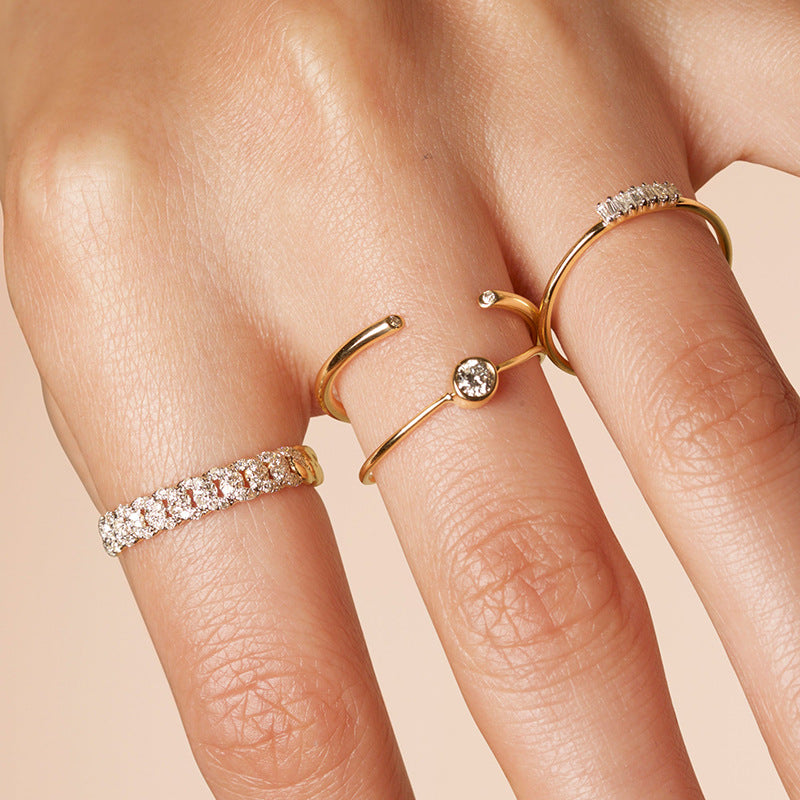 Twisted Full Pavé CZ Eternity Ring - Adjustable Open Ring in Sterling Silver