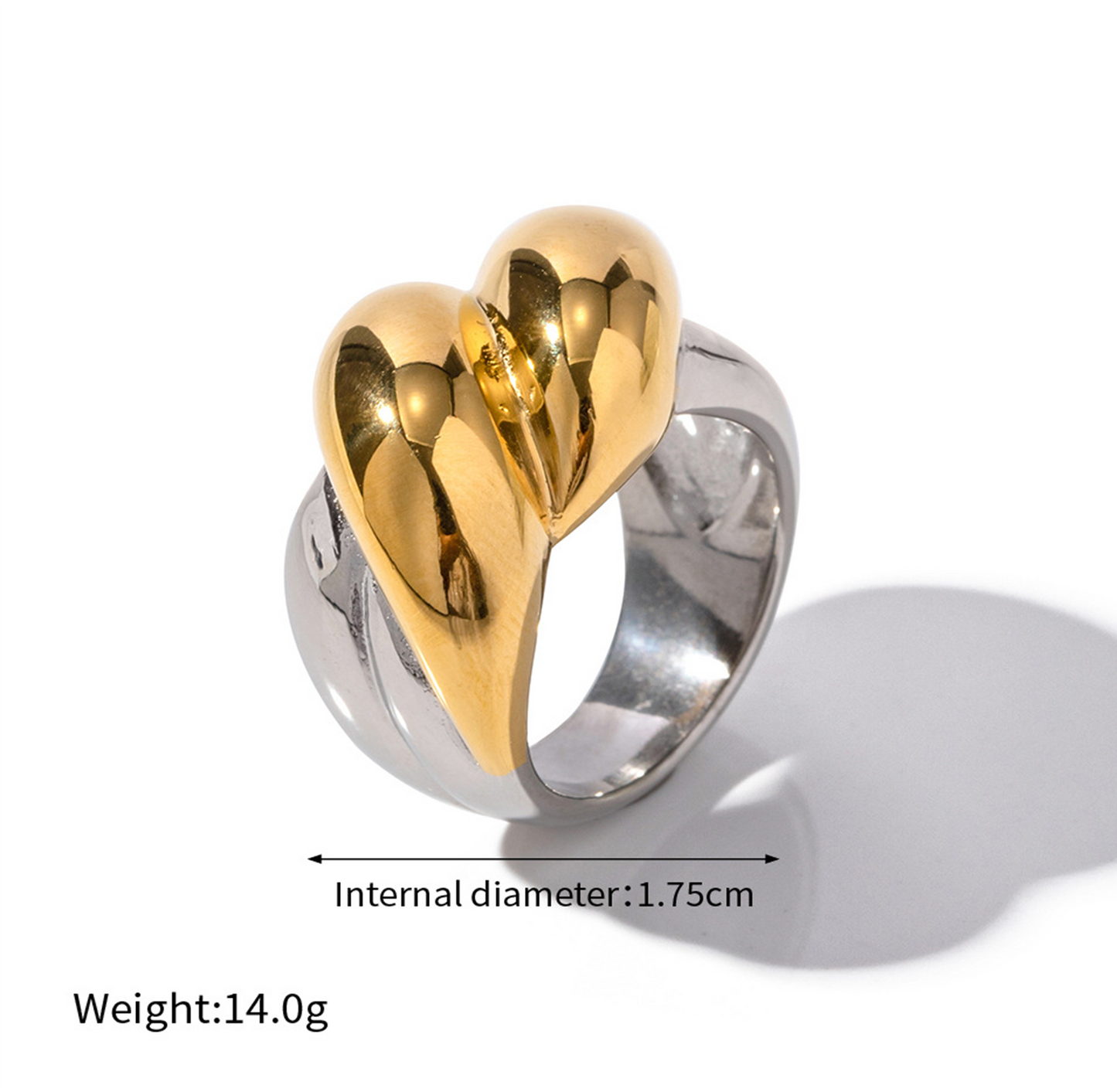 Geometric Statement Ring in 18k Gold Plated Stainless Steel - Bold Luxurious Cocktail Ring