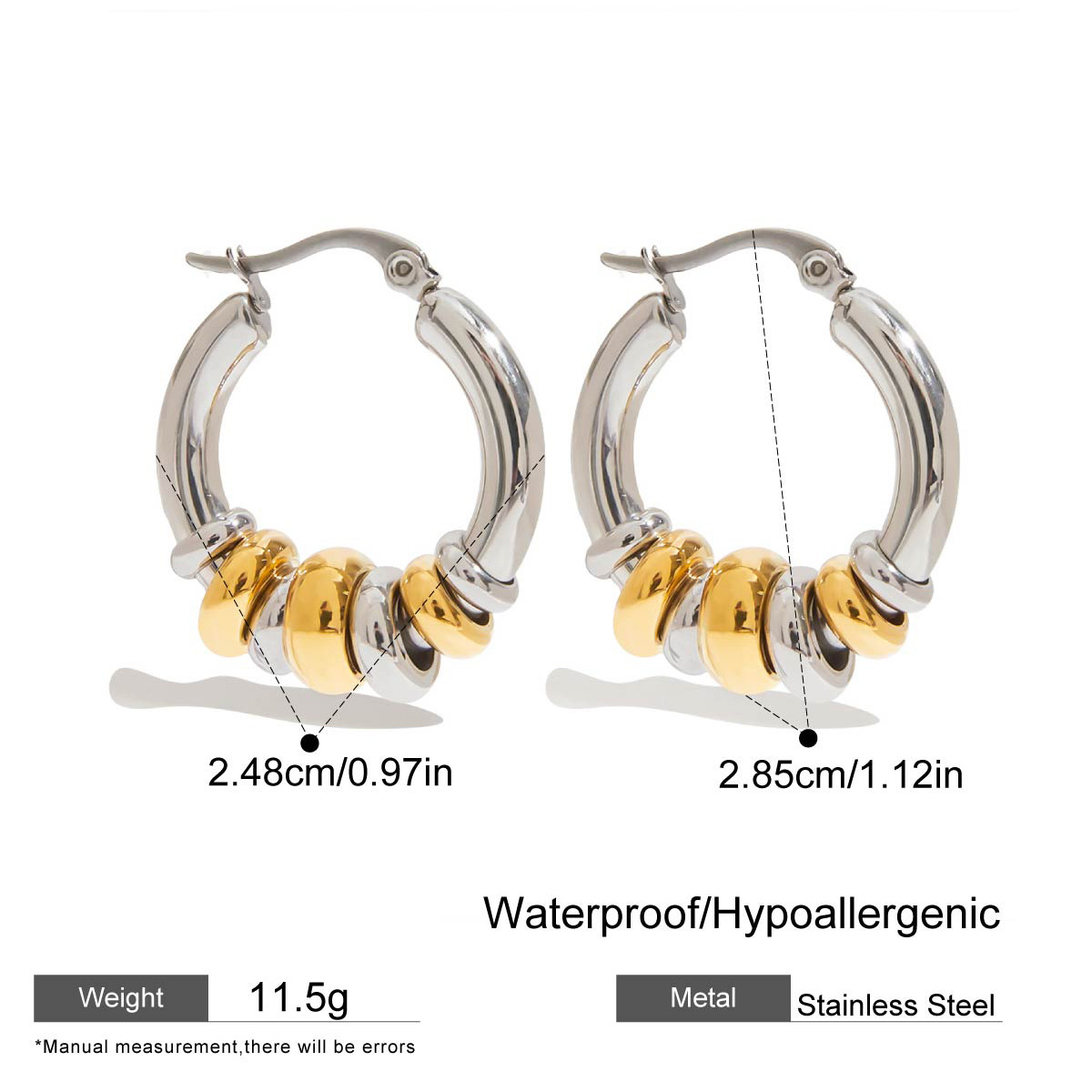 Two-Tone Circle Stud Earrings - Luxury Minimalist Stainless Steel Earrings for Wome