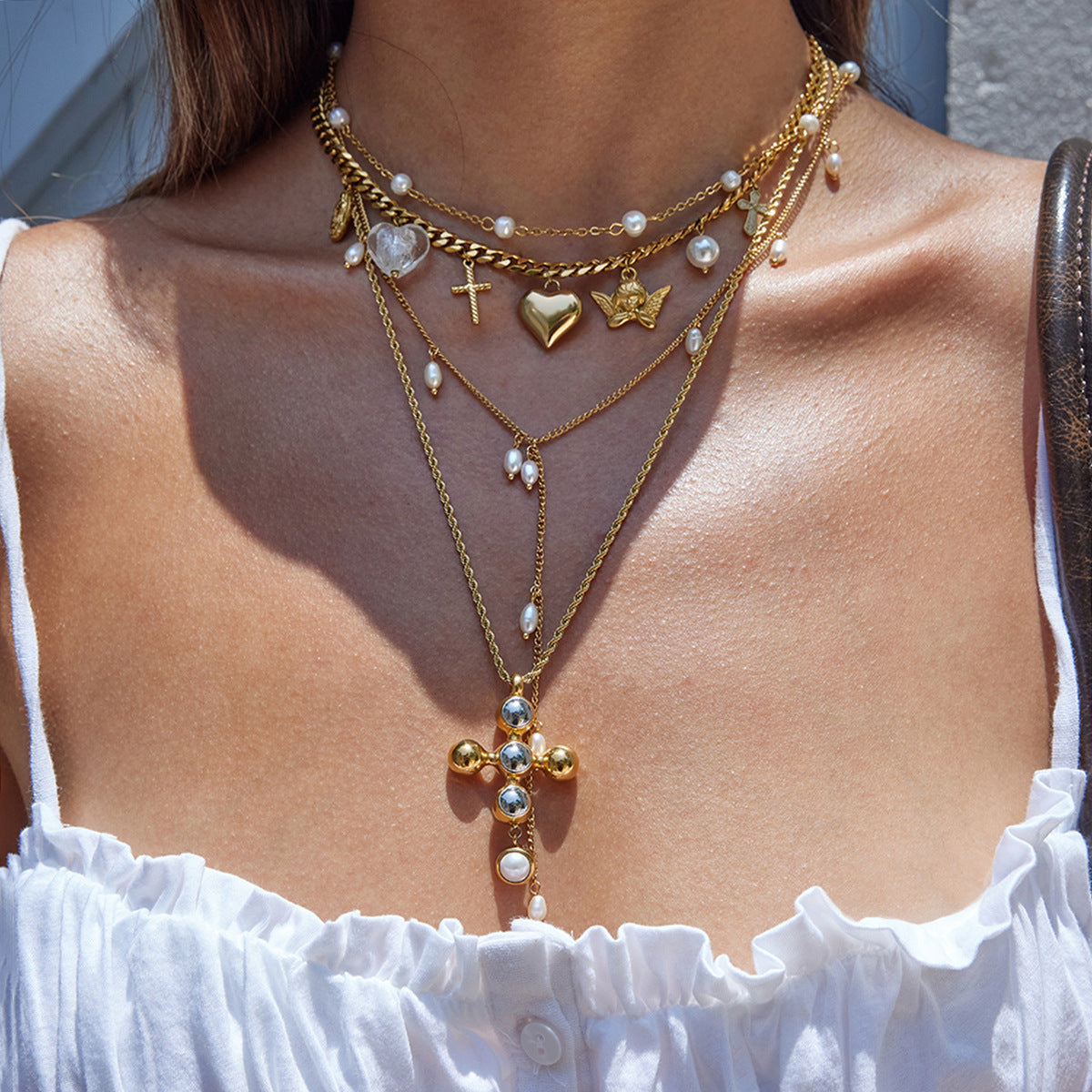 Open Heart Collar Necklace - Tarnish-Free Stainless Steel Layering Pendant for Everyday Wear