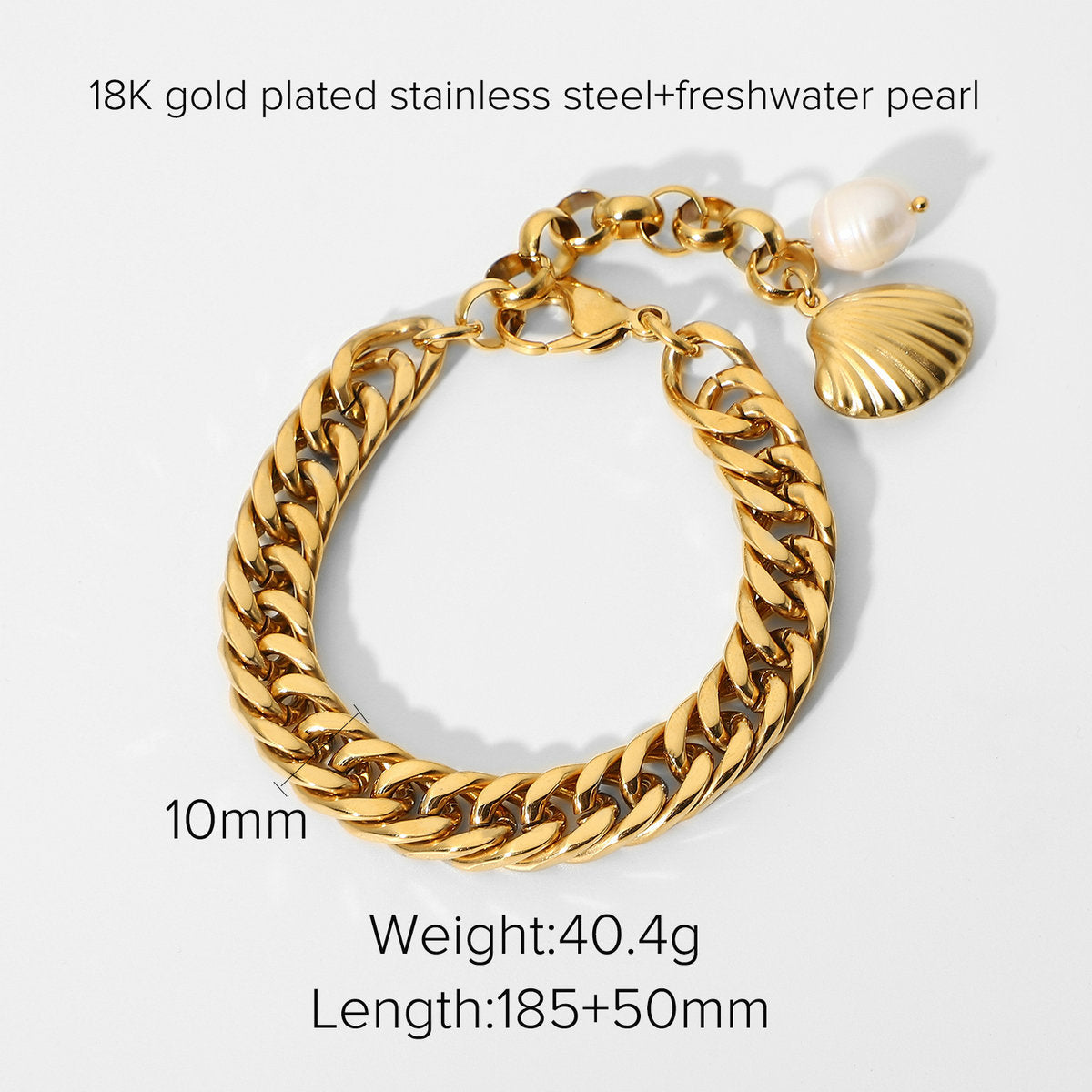 Miami Cuban Chain Bracelet - Flat Snake Link 18K Gold Plated, Adjustable Layering Bracelet for Women & Men