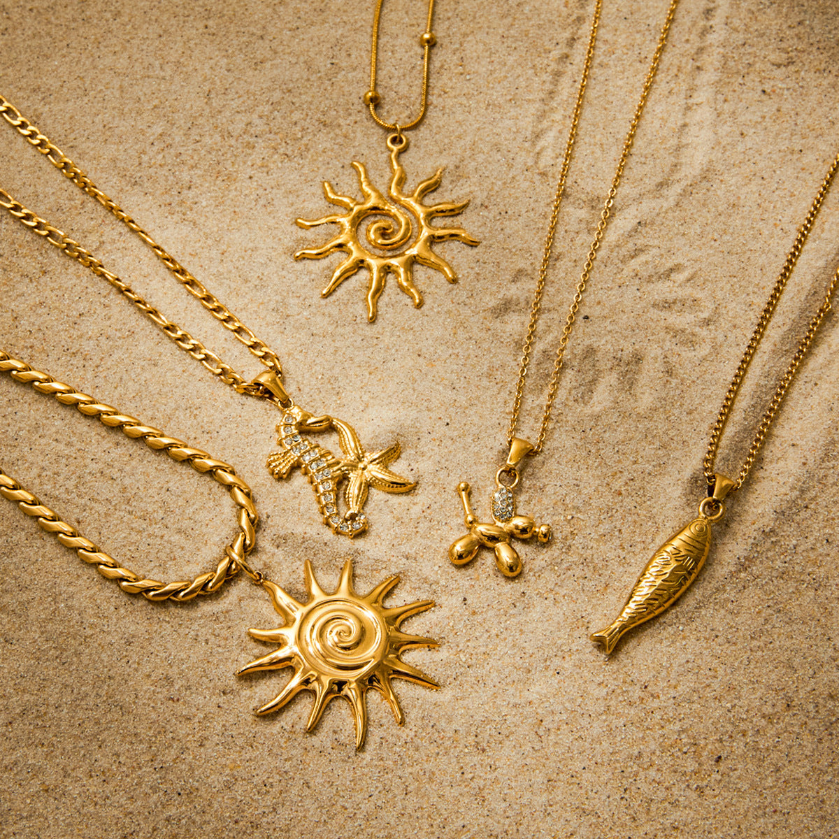 Delicate Layered Necklace Set - Gold Plated Vacation Jewelry for Everyday Elegance