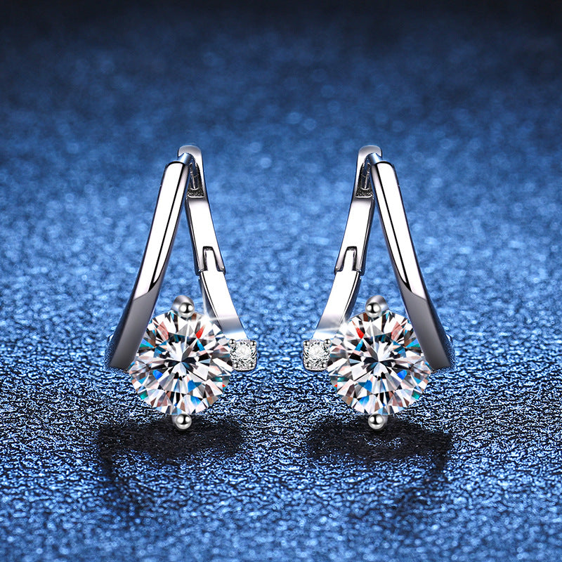 1CT Moissanite Stud Earrings - Premium Sterling Silver Solitaire Earrings with Artisan Craftsmanship