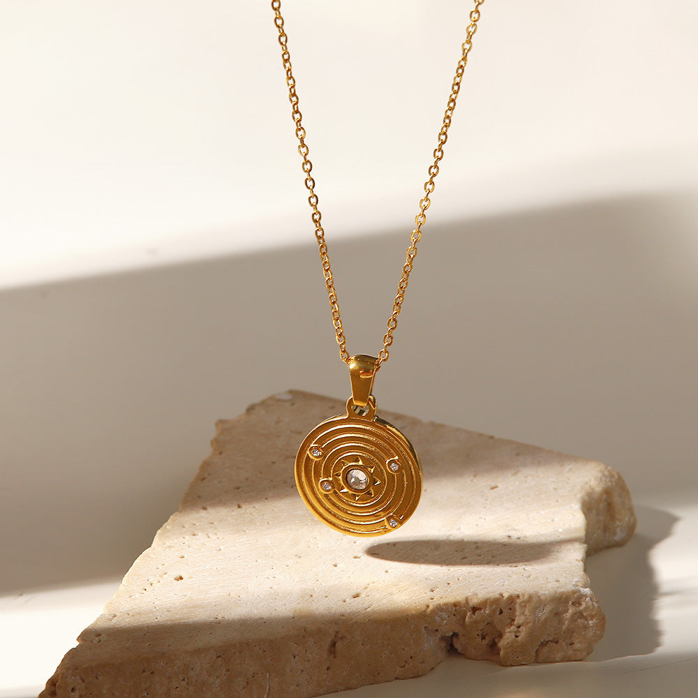 Retro Heart-Shaped Mother-of-Pearl Necklace - Adjustable Fade-Resistant Stainless Steel Pendant
