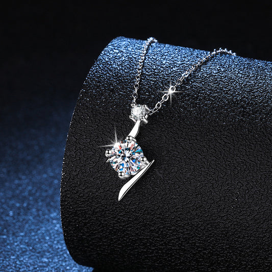 1 Carat D Color Moissanite Lightning Star Necklace | 925 Sterling Silver Pendant