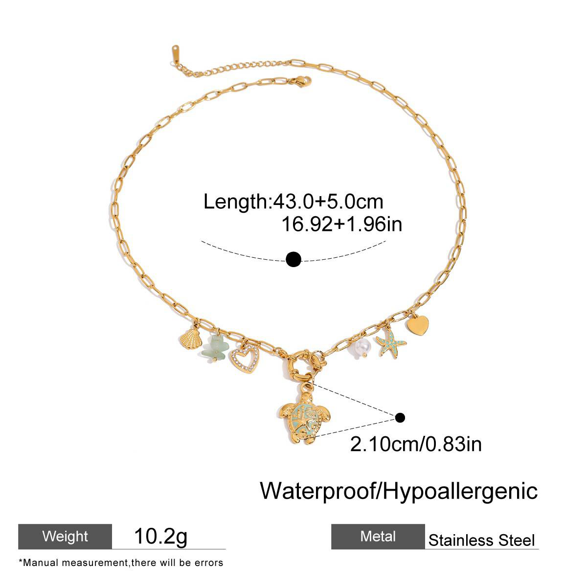 Delicate Heart Pendant Necklace - 18K Gold Plated Zirconia Stainless Steel Chain
