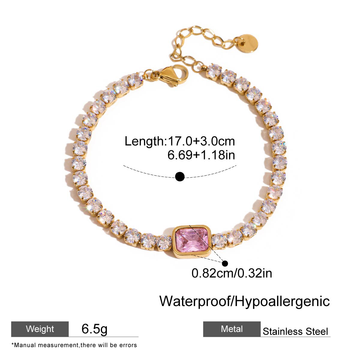 Dainty Heart Bracelet with Cubic Zirconia - Tarnish-Free Titanium Steel Chain, Minimalist Stacking Jewelry Gift for Her